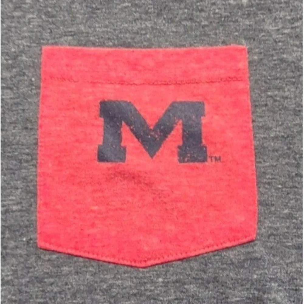 Ole Miss Rebels gray front pocket graphic long sleeve t-shirt XL 2 sided HYDR